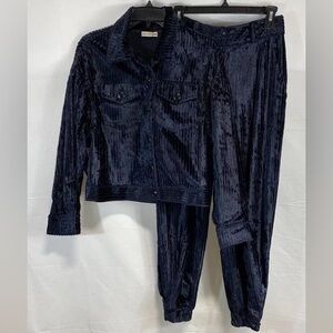Ulla Johnson Chase Navy Blue corduroy jacket and pants set
